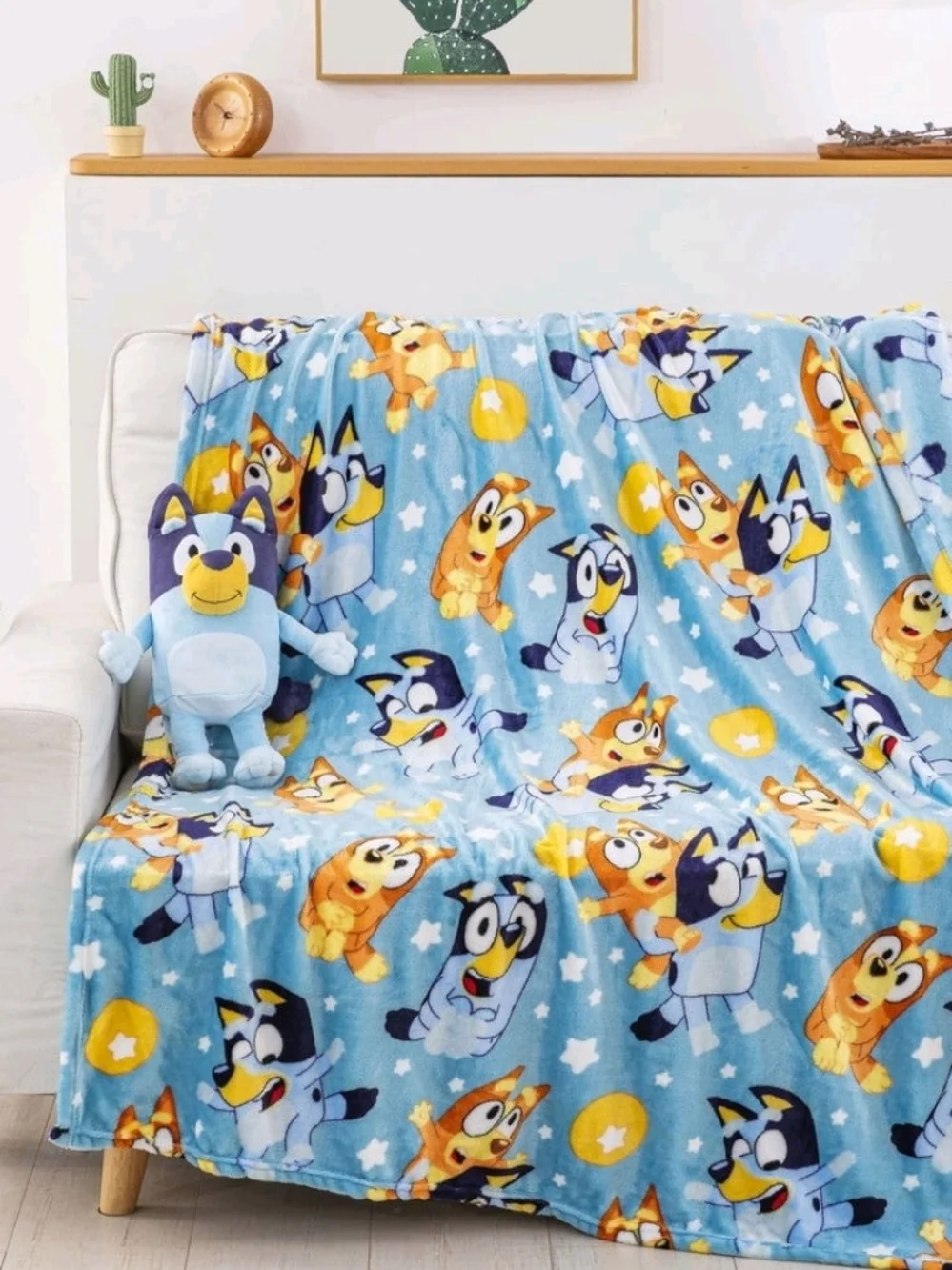 Blue Kids Plush Character Snuggle Blanket with Hooded Plush Toy